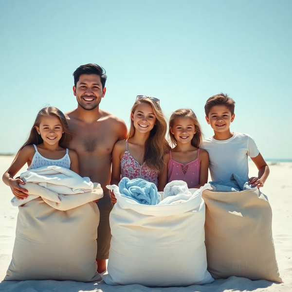 Asian Man White Woman Family Laundry
