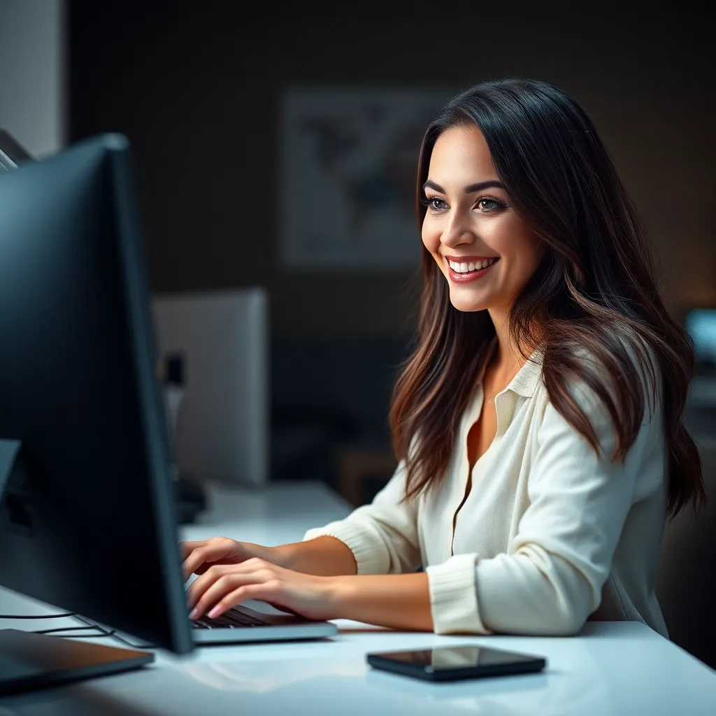 Lady At Computer